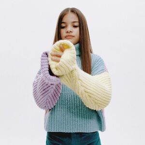 Zara Pink and Mint Knit Sweater